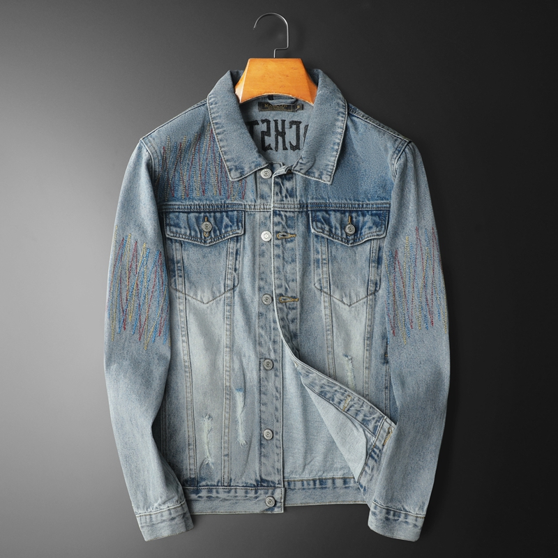 Streetwear Brand Denim - Brand Vintage Washed Denim Jacket Men